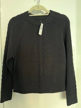 LOFT RIBBED CABLE COTTON SWEATER